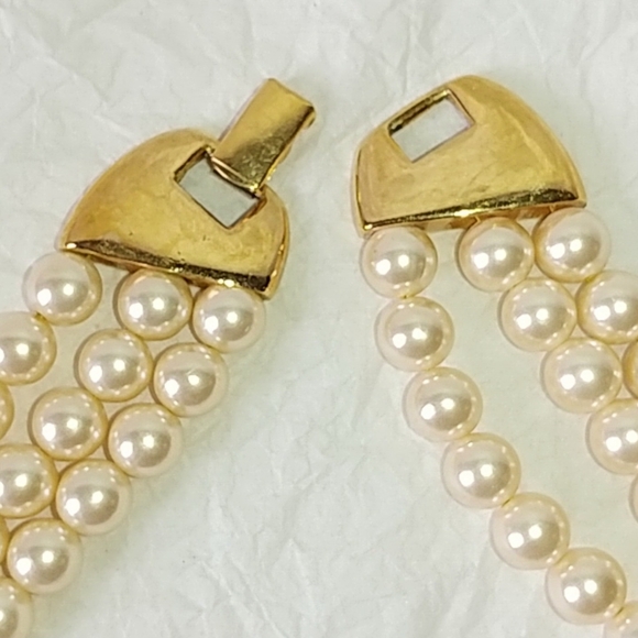 NAPIER FAUX PEARL CHOKER NECKLACE & BRACELET - 1980s AD PIECE - Picture 3 of 8